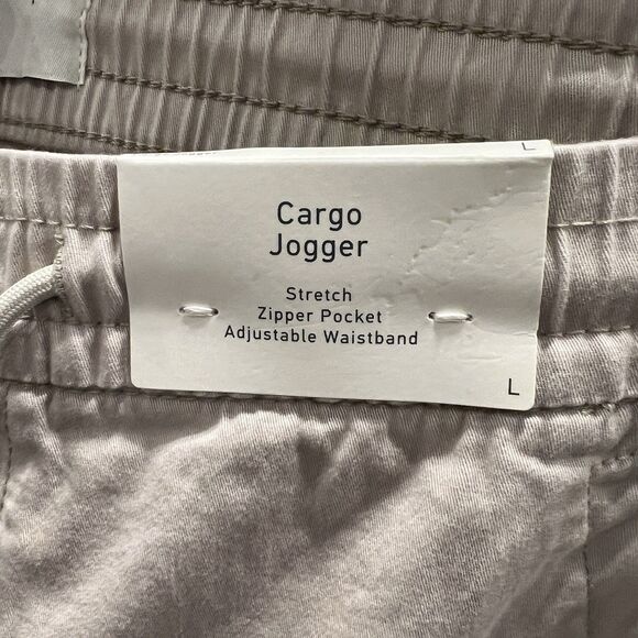 NWT Hollister Cargo Jogger Men’s Large Stretch Khaki Built-in Zipper Pocket - Picture 4 of 13